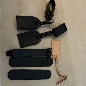 Louis Vuitton Black Leather Luggage Tags & Straps Set